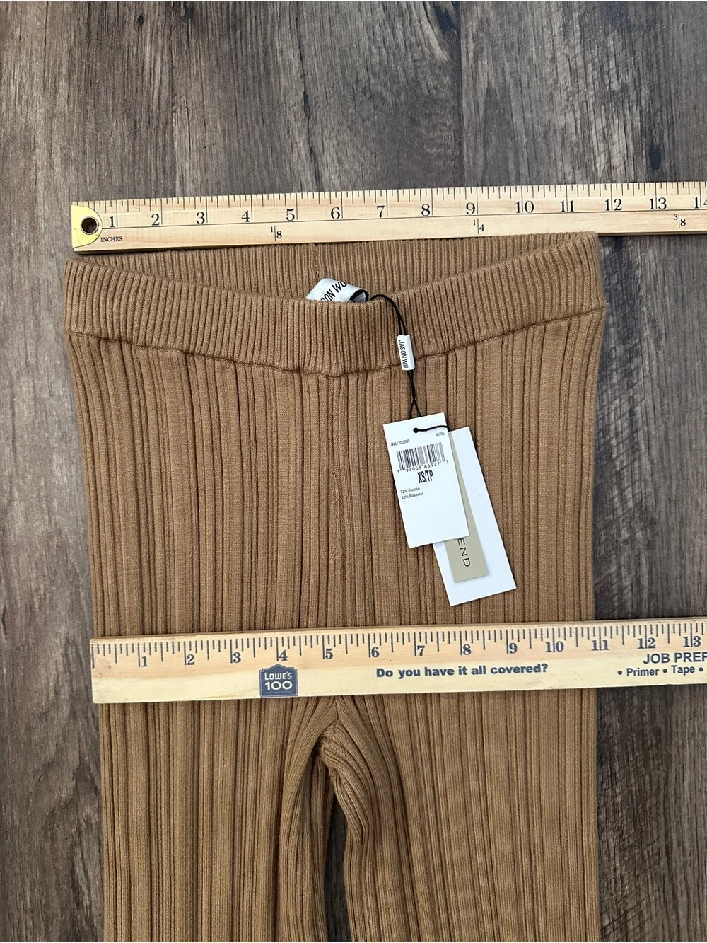 Jason Wu High Stretch Ribbed Straight Pants Women’s Size XS Tan Brown